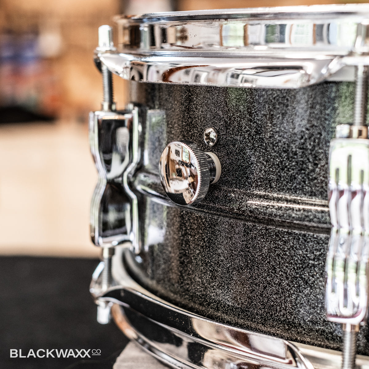 Vintage Ludwig Black Galaxy Acrolite 14x5 serial 6340574, view 9