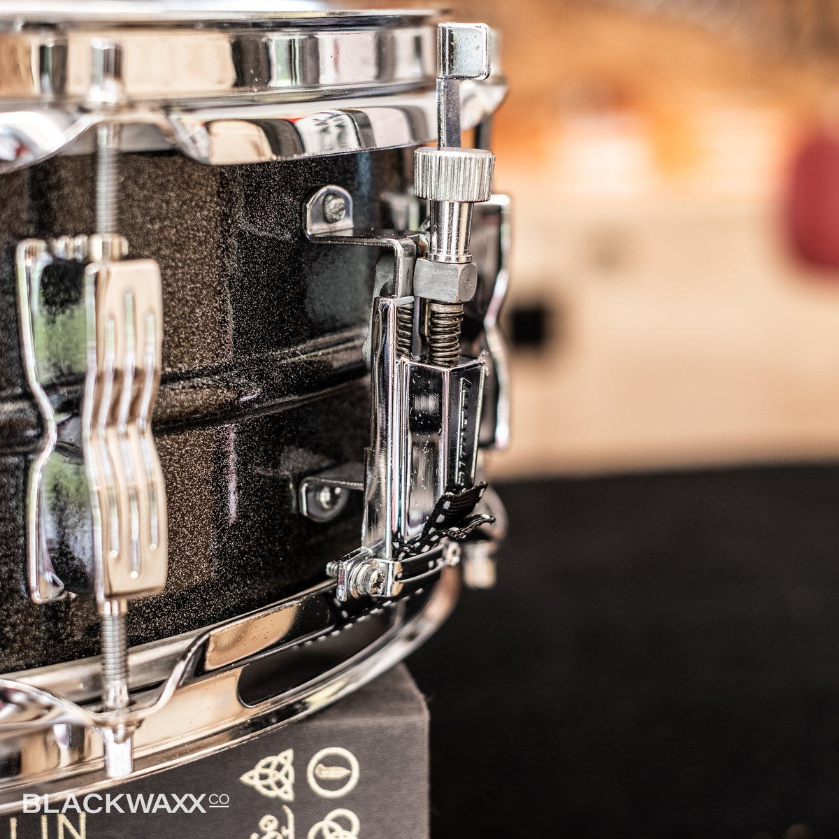 Vintage Ludwig Black Galaxy Acrolite 14x5 serial 6340574, view 10