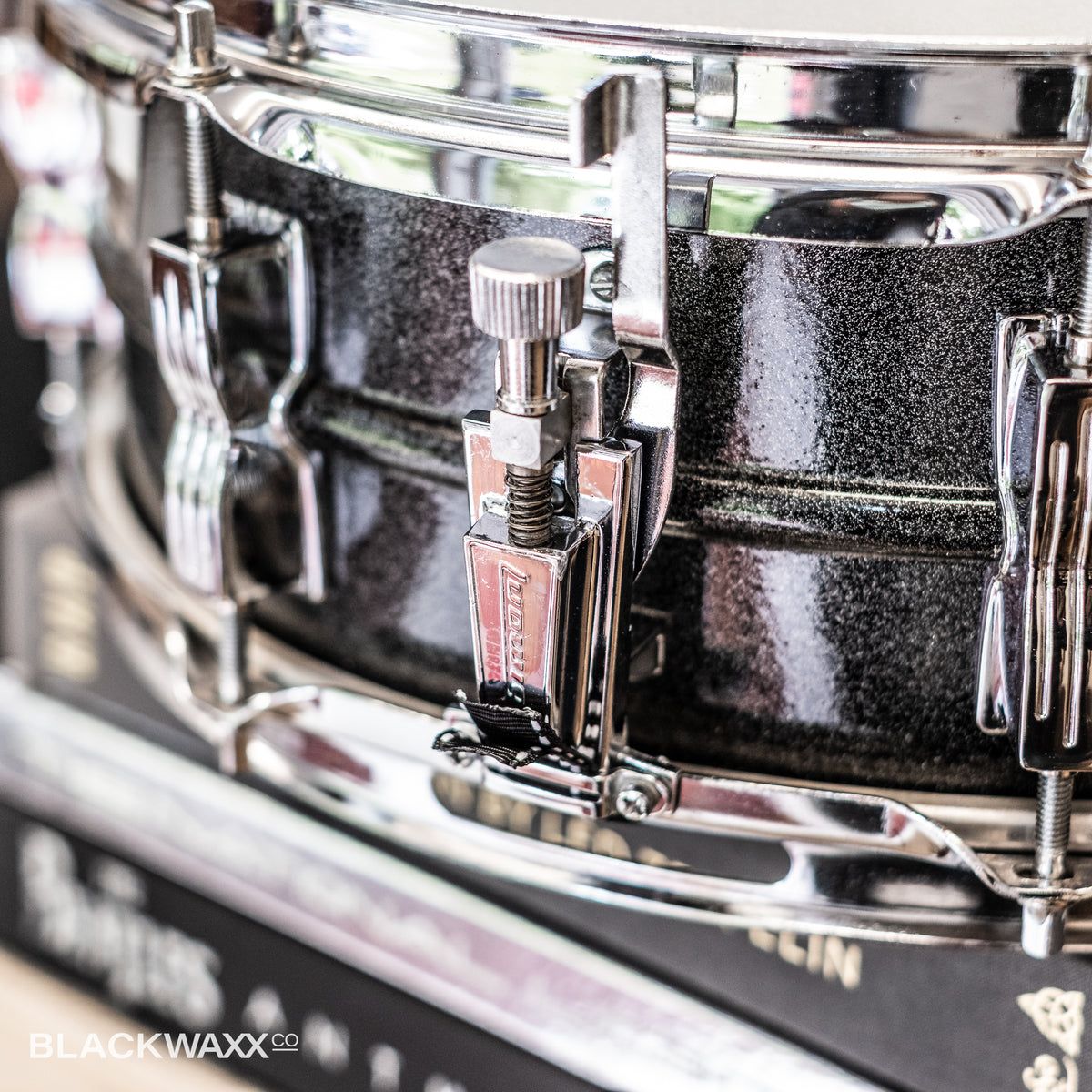 Vintage Ludwig Black Galaxy Acrolite 14x5 serial 6340574, view 11