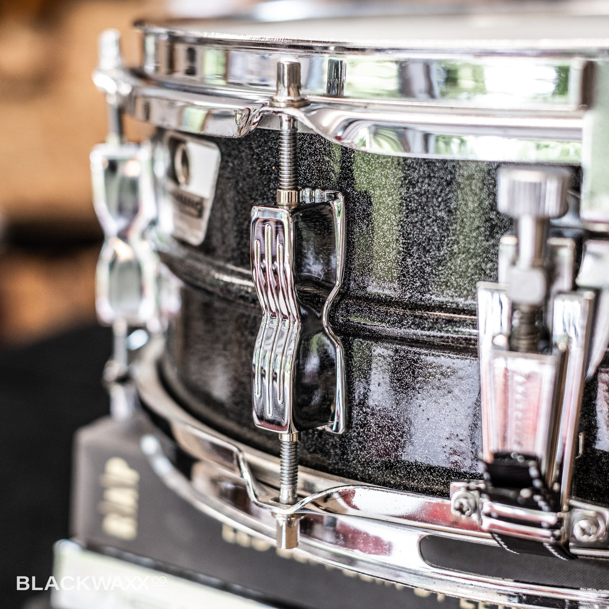 Vintage Ludwig Black Galaxy Acrolite 14x5 serial 6340574, view 12