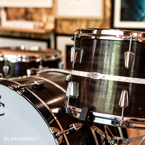 C&C Custom Gladstone Drumset - 24/13/16 - Ebony Stain with Inlay