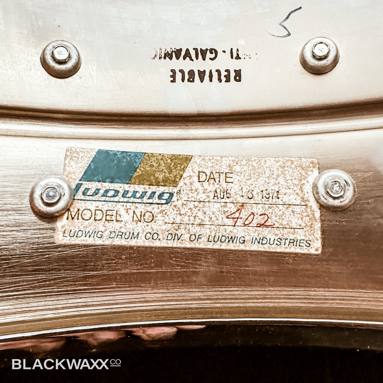 VINTAGE: Ludwig Supraphonic 14x6.5 - 70's (Pointed Blue Olive Badge) - Bonham Snare