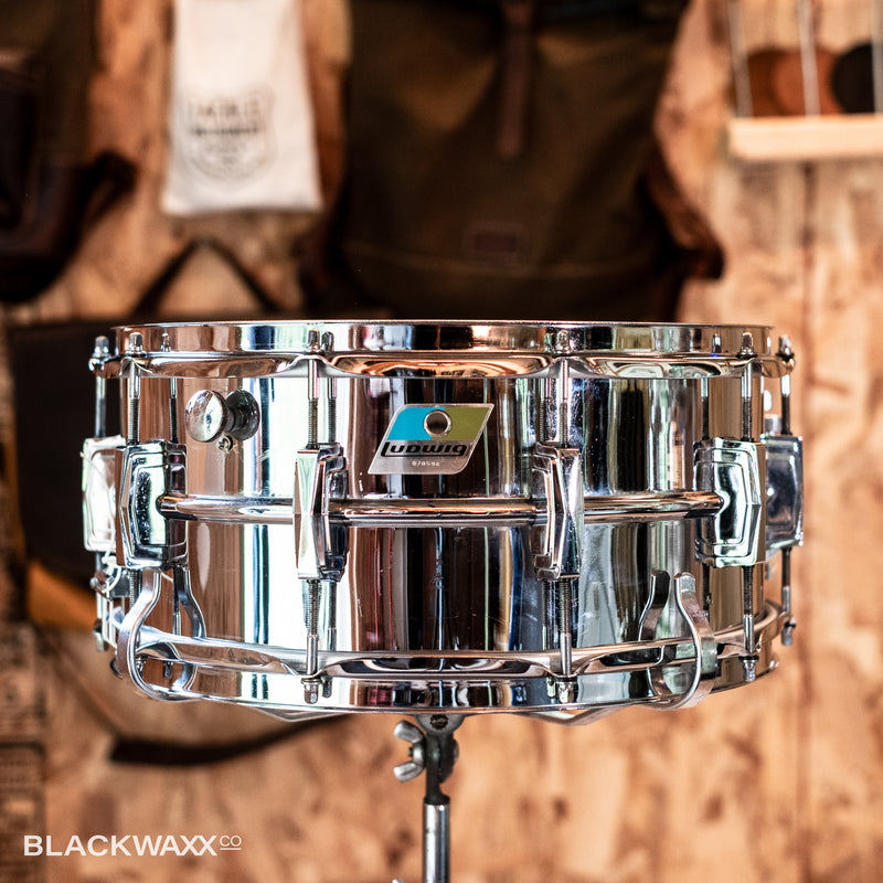 VINTAGE: Ludwig Supraphonic 14x6.5 - 70's (Pointed Blue Olive Badge) - Bonham Snare