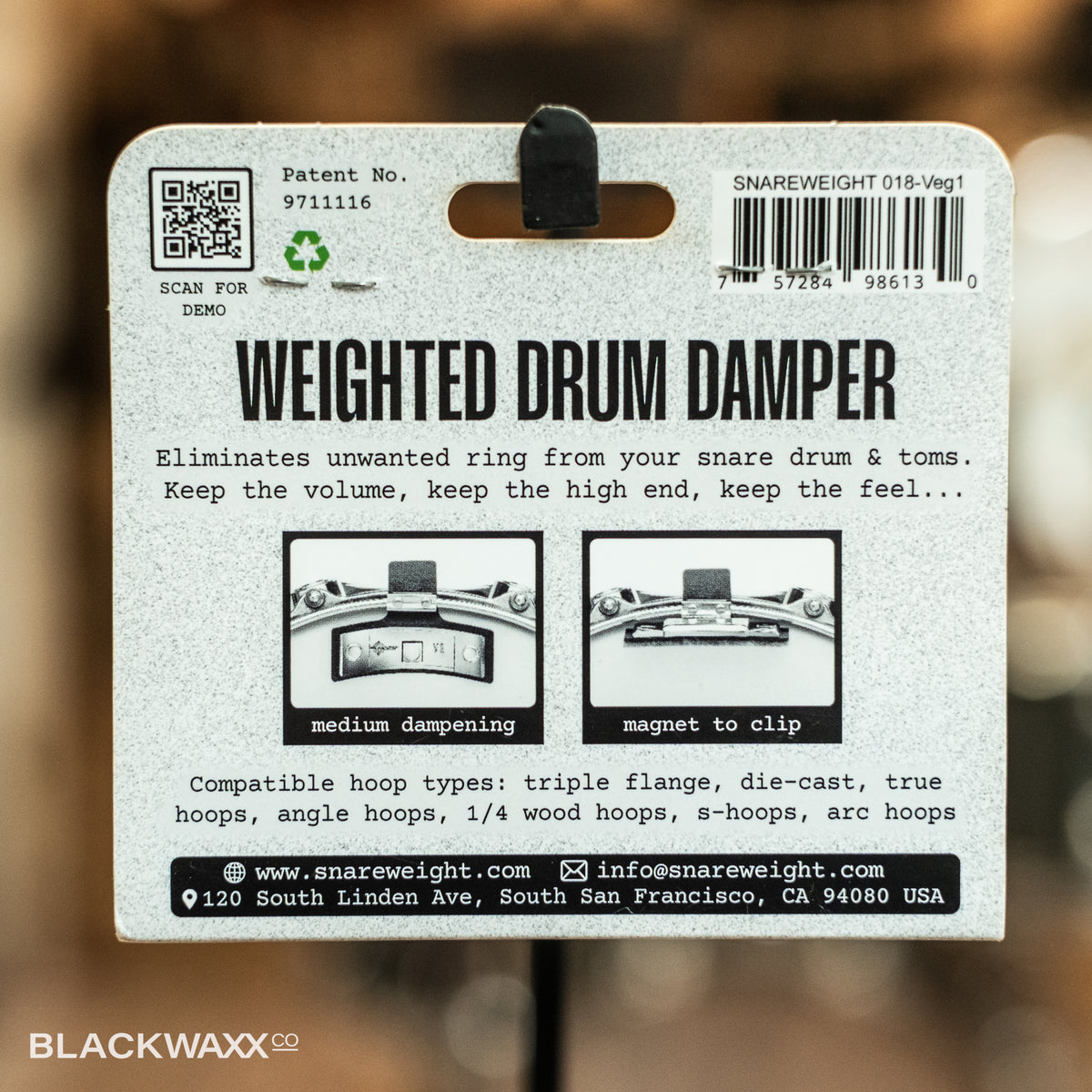 Snareweight V1 100g vegan leather drum dampener