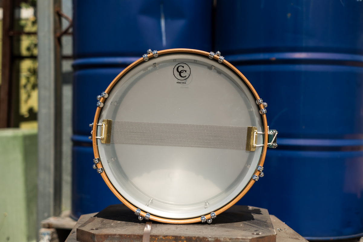C&C - Aluminium Snare - Vintage Blue w/ Aged Aged Wood Hoops - 14x6.5